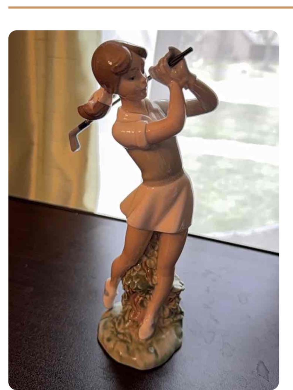 Porcelain Girl Golfer Figurine - White and Tan